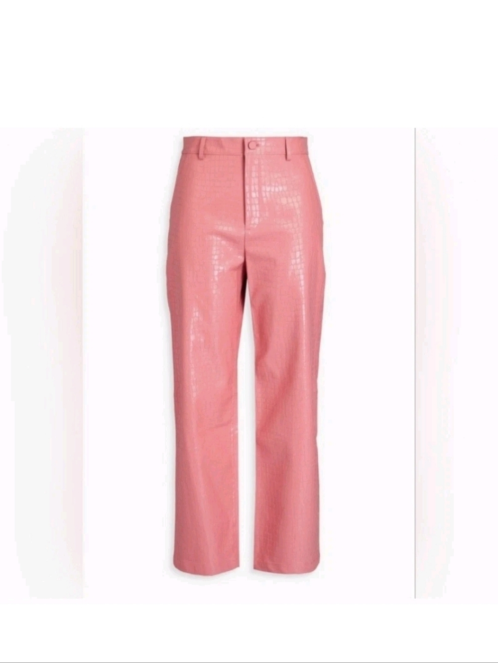 Alice + Olivia Pink Croc-Embossed Wide-Leg Pants Size 6 - Picture 10 of 13